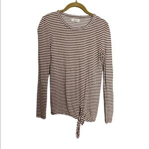 Madewell Brown White Stripe Side Tie Top